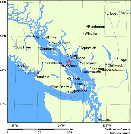 carte des endroits près de l'épicentre