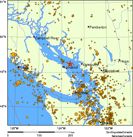 carte des des séismes de magnitude 2,0 et plus depuis 2000