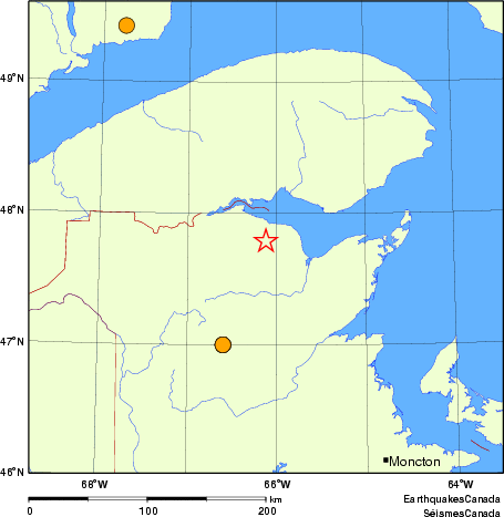 Map of historical earthquakes magnitude 5.0 and larger.  Details in the data table below