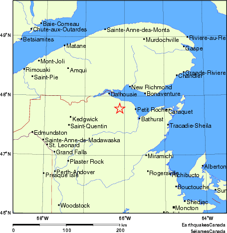 carte des endroits près de l'épicentre