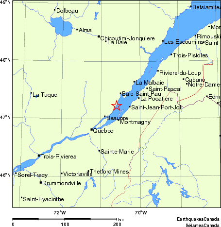 carte des endroits près de l'épicentre