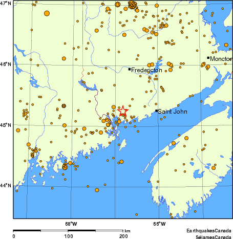 carte des des séismes de magnitude 2,0 et plus depuis 2000