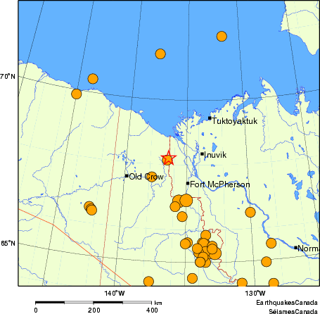 carte des séismes historiques de magnitude 5,0 et plus.  Détails dans le tableau de données ci-dessous