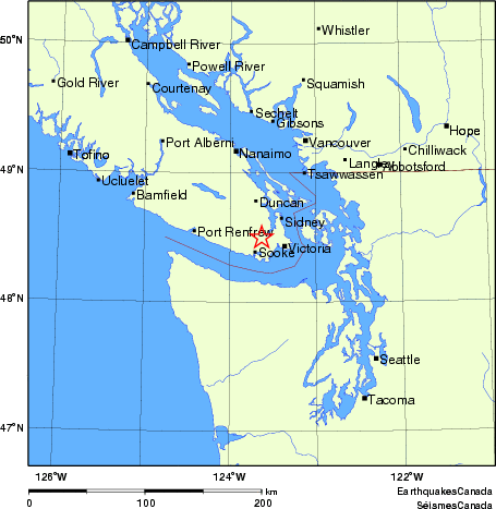 carte des endroits près de l'épicentre