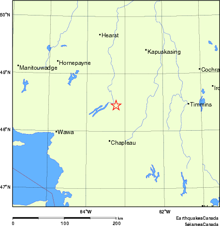 carte des endroits près de l'épicentre