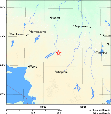 carte des environs du séisme