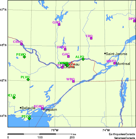 Map of Regional Seismographs