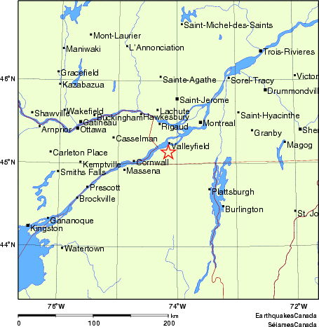 carte des endroits près de l'épicentre