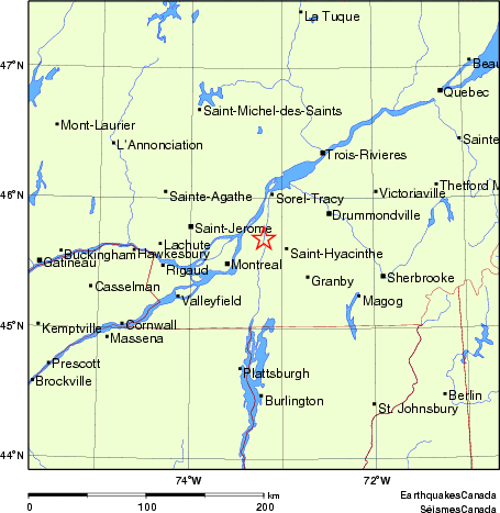 carte des endroits près de l'épicentre