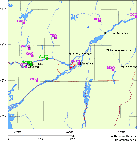 carte des localisations des stations sismologiques locales