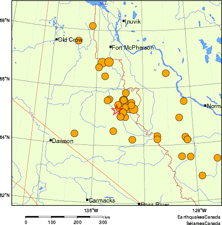 carte des séismes historiques de magnitude 5,0 et plus.  Détails dans le tableau de données ci-dessous