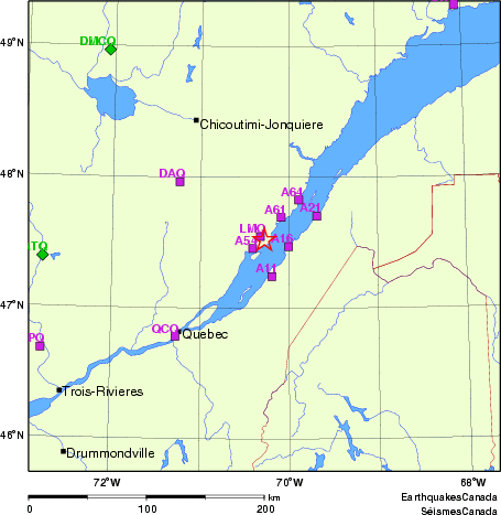 carte des localisations des stations sismologiques locales