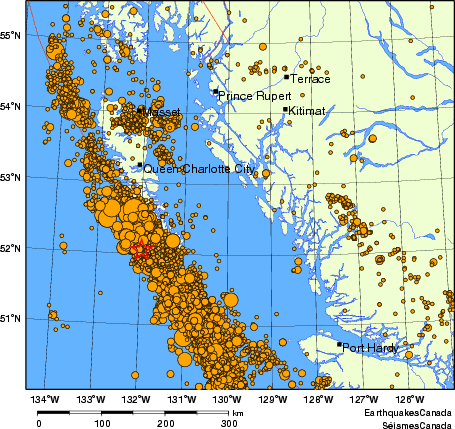 Map of earthquakes magnitude 2.0 and larger, 2000 - present