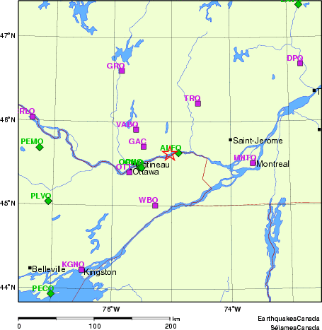 carte des localisations des stations sismologiques locales