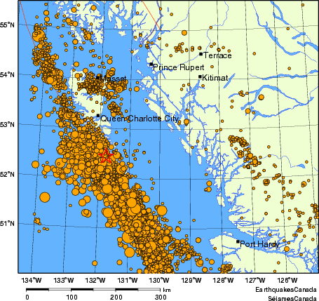 Map of earthquakes magnitude 2.0 and larger, 2000 - present