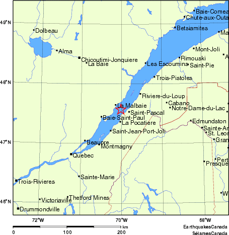 Map of Earthquake Localities