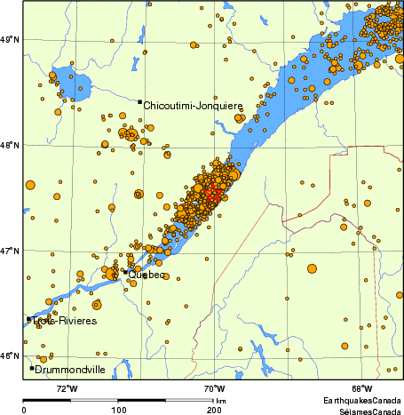 Map of earthquakes magnitude 2.0 and larger, 2000 - present