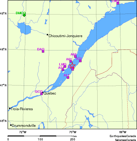 carte des localisations des stations sismologiques locales