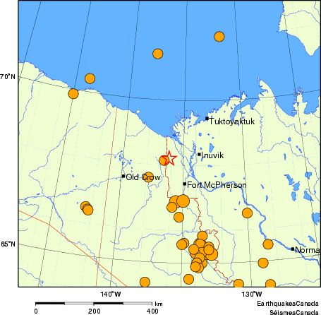 Map of historical earthquakes magnitude 5.0 and larger.  Details in the data table below