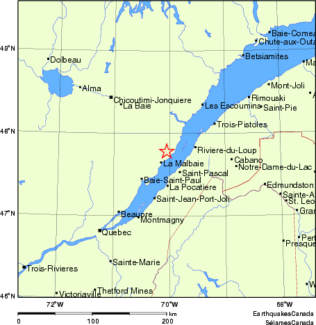 carte des endroits près de l'épicentre