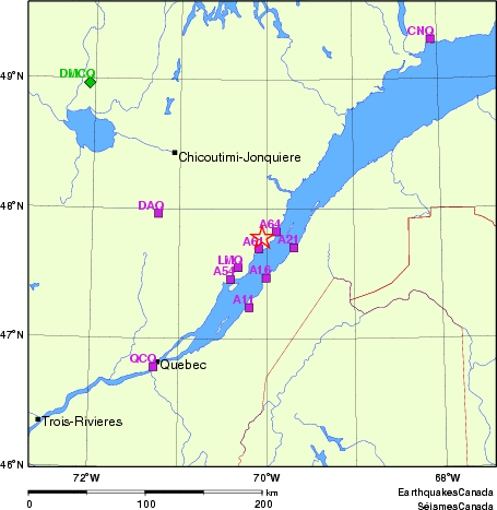 carte des localisations des stations sismologiques locales