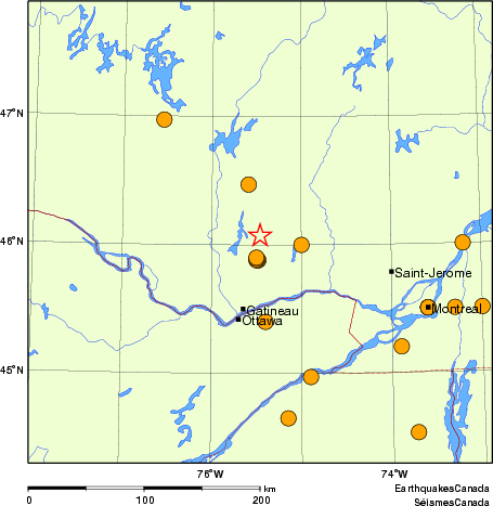 carte des séismes historiques de magnitude 5,0 et plus.  Détails dans le tableau de données ci-dessous