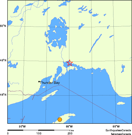 Map of historical earthquakes magnitude 5.0 and larger.  Details in the data table below