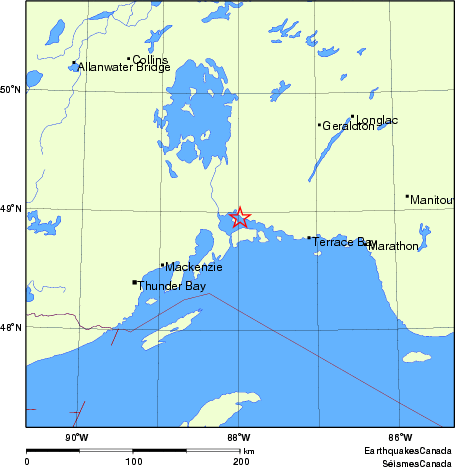 carte des endroits près de l'épicentre