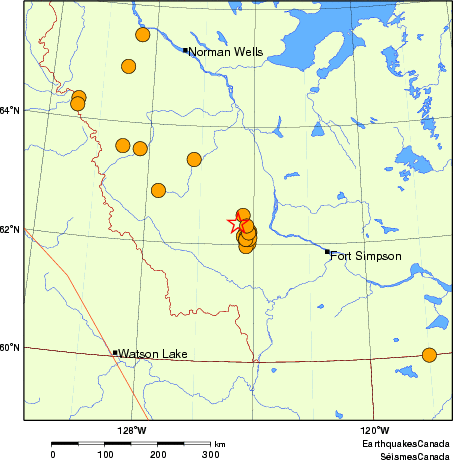 Map of historical earthquakes magnitude 5.0 and larger.  Details in the data table below