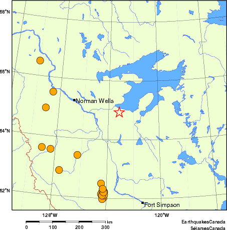 carte des séismes historiques de magnitude 5,0 et plus.  Détails dans le tableau de données ci-dessous