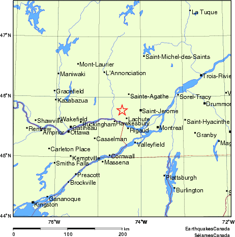 carte des endroits près de l'épicentre