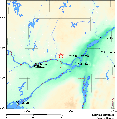 carte des environs du séisme