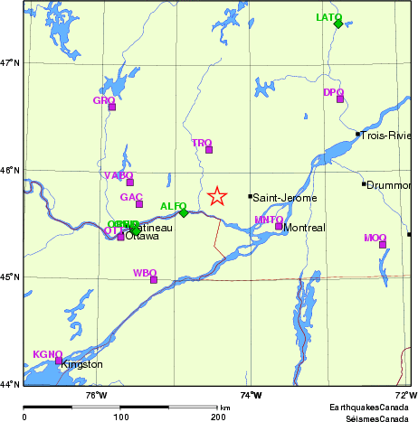 carte des localisations des stations sismologiques locales