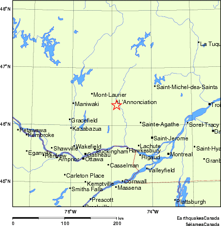 carte des endroits près de l'épicentre