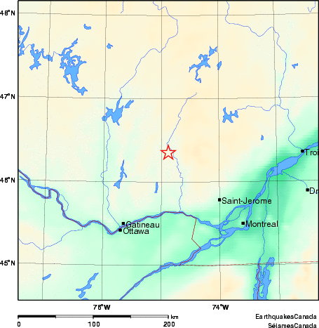 carte des environs du séisme