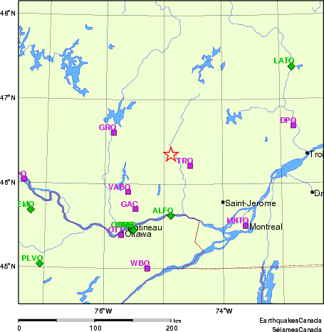 carte des localisations des stations sismologiques locales