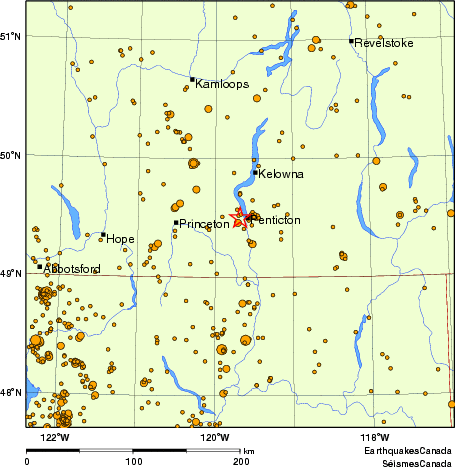 carte des des séismes de magnitude 2,0 et plus depuis 2000