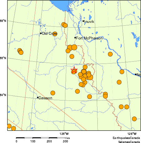 carte des séismes historiques de magnitude 5,0 et plus.  Détails dans le tableau de données ci-dessous