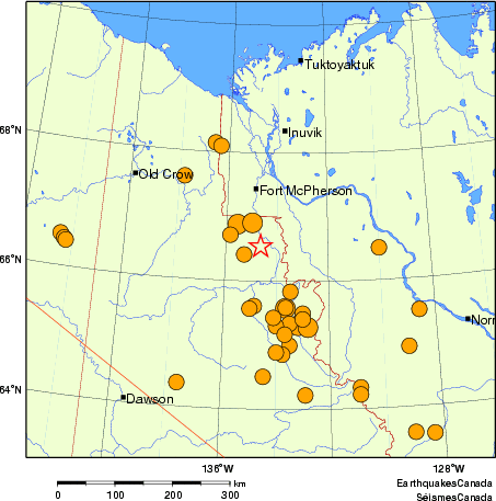 carte des séismes historiques de magnitude 5,0 et plus.  Détails dans le tableau de données ci-dessous