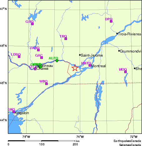 carte des localisations des stations sismologiques locales