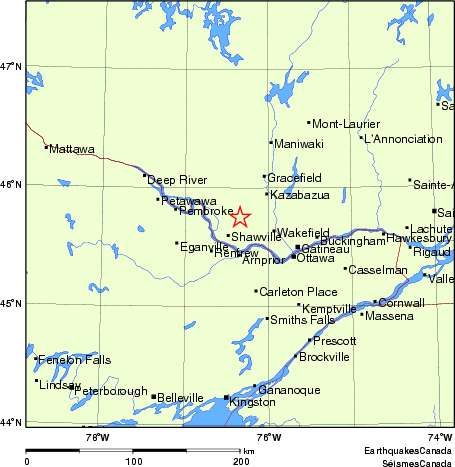 carte des endroits près de l'épicentre