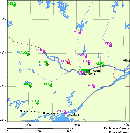 carte des localisations des stations sismologiques locales