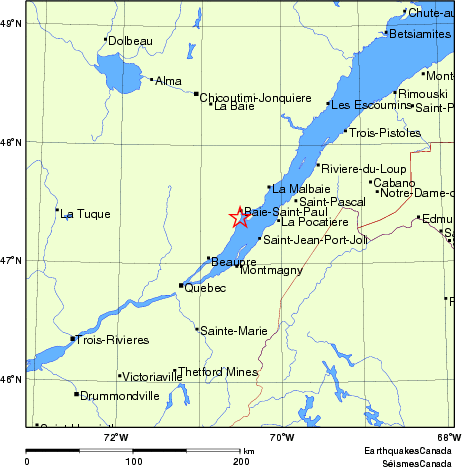 carte des endroits près de l'épicentre