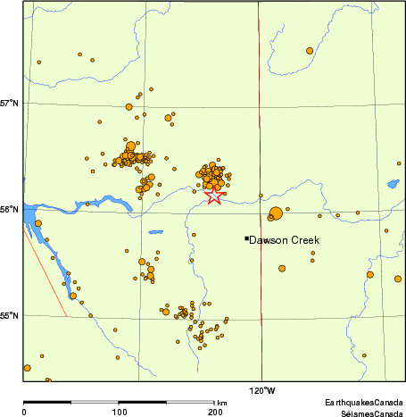 carte des des séismes de magnitude 2,0 et plus depuis 2000