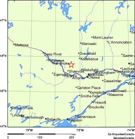 carte des endroits près de l'épicentre