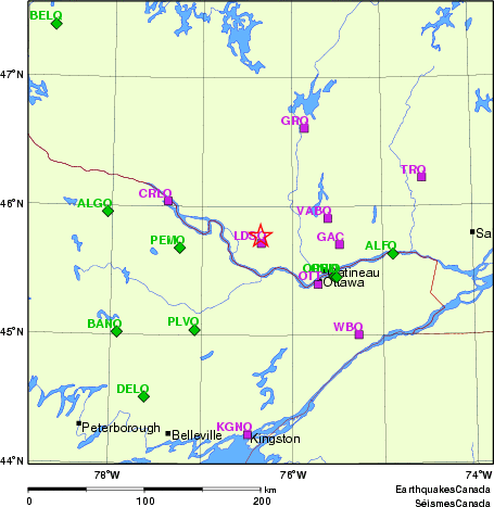 carte des localisations des stations sismologiques locales