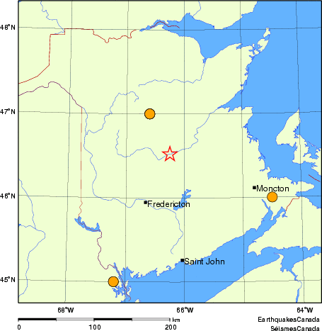 Map of historical earthquakes magnitude 5.0 and larger.  Details in the data table below