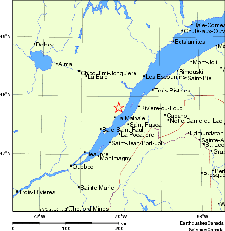 carte des endroits près de l'épicentre