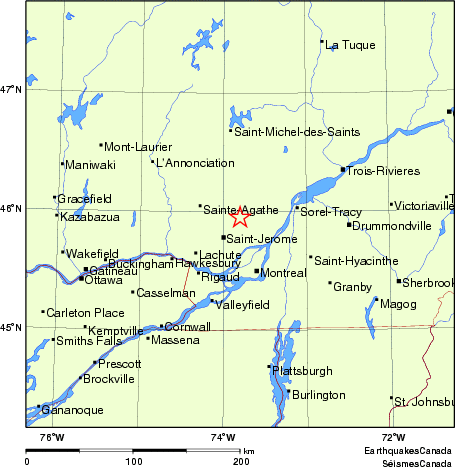 carte des endroits près de l'épicentre