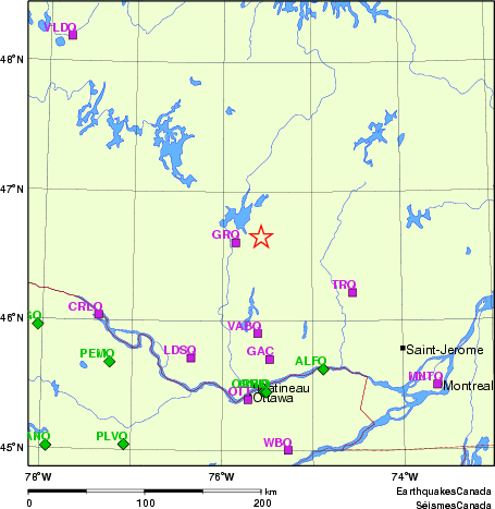 carte des localisations des stations sismologiques locales